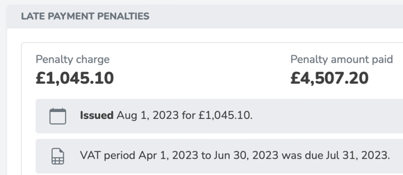 See the status of any VAT penalties and track when they will expire.